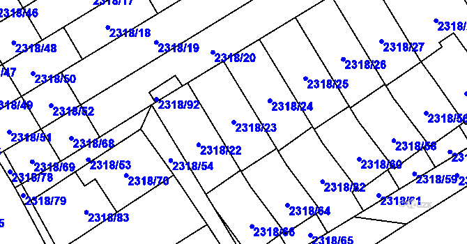 Parcela st. 2318/23 v KÚ Mikulov na Moravě, Katastrální mapa
