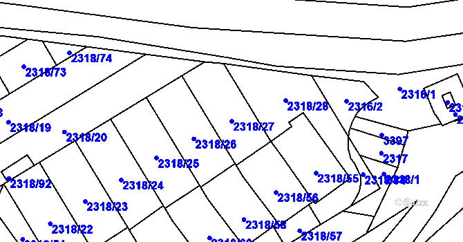 Parcela st. 2318/27 v KÚ Mikulov na Moravě, Katastrální mapa
