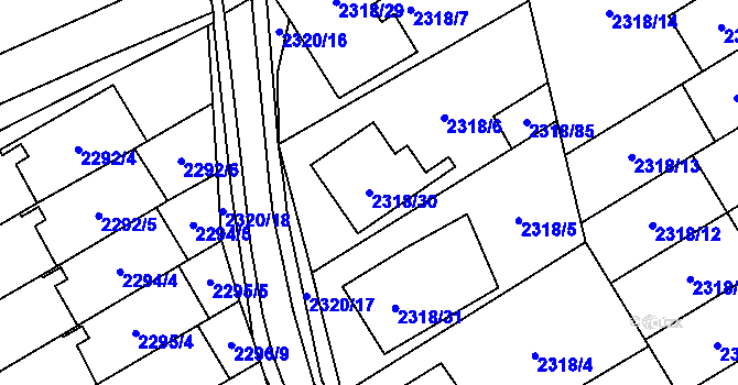 Parcela st. 2318/30 v KÚ Mikulov na Moravě, Katastrální mapa