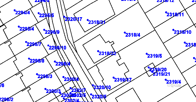 Parcela st. 2318/32 v KÚ Mikulov na Moravě, Katastrální mapa