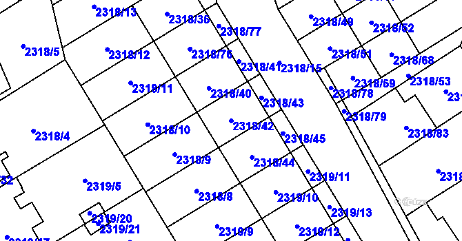 Parcela st. 2318/42 v KÚ Mikulov na Moravě, Katastrální mapa