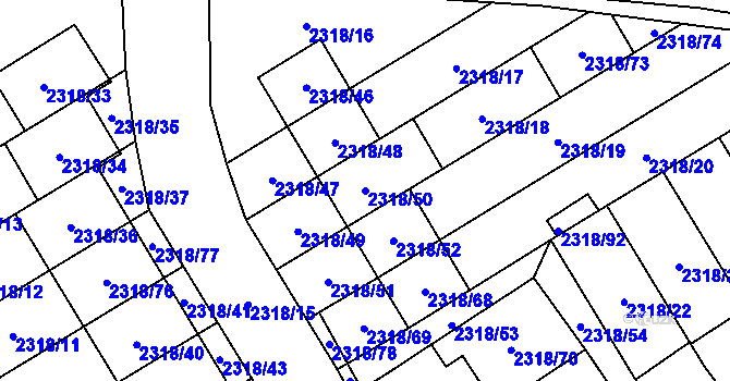 Parcela st. 2318/50 v KÚ Mikulov na Moravě, Katastrální mapa