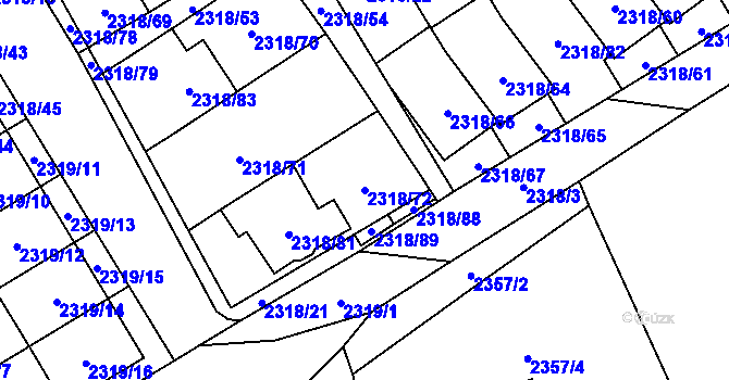 Parcela st. 2318/72 v KÚ Mikulov na Moravě, Katastrální mapa