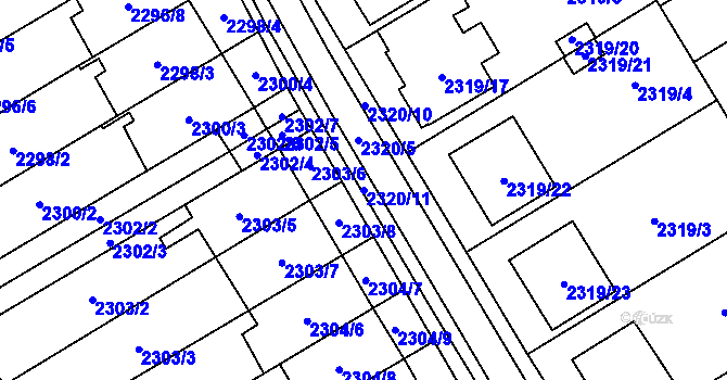 Parcela st. 2320/11 v KÚ Mikulov na Moravě, Katastrální mapa