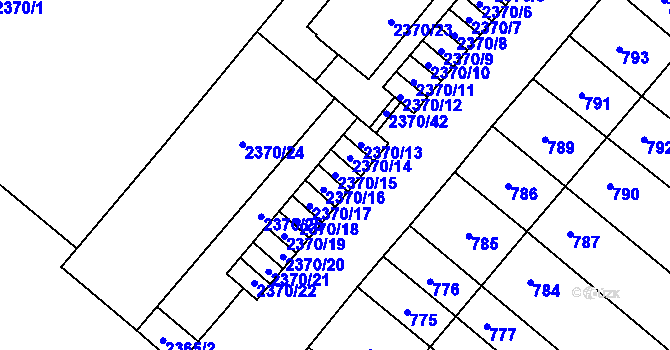 Parcela st. 2370/15 v KÚ Mikulov na Moravě, Katastrální mapa