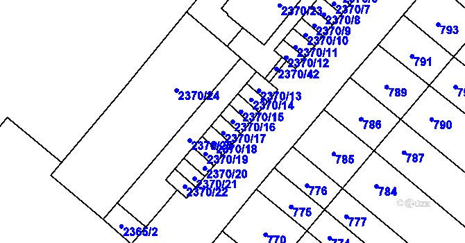 Parcela st. 2370/16 v KÚ Mikulov na Moravě, Katastrální mapa