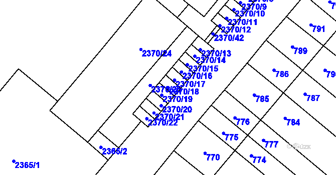 Parcela st. 2370/18 v KÚ Mikulov na Moravě, Katastrální mapa