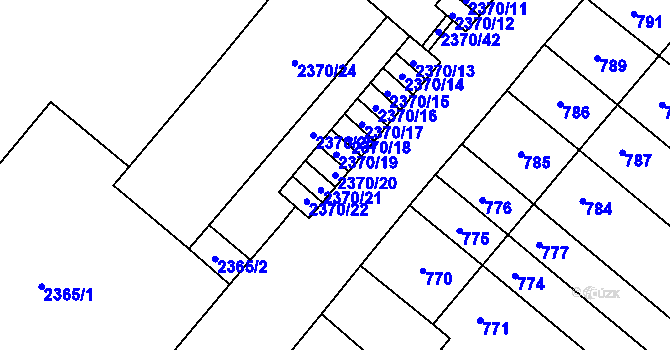 Parcela st. 2370/20 v KÚ Mikulov na Moravě, Katastrální mapa