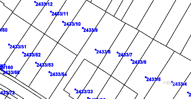 Parcela st. 2433/8 v KÚ Mikulov na Moravě, Katastrální mapa