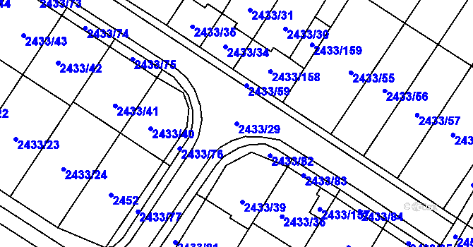 Parcela st. 2433/29 v KÚ Mikulov na Moravě, Katastrální mapa