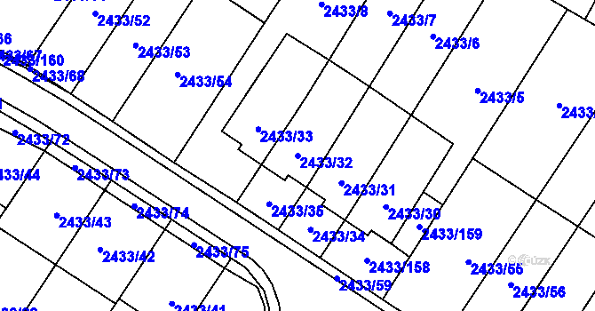 Parcela st. 2433/32 v KÚ Mikulov na Moravě, Katastrální mapa
