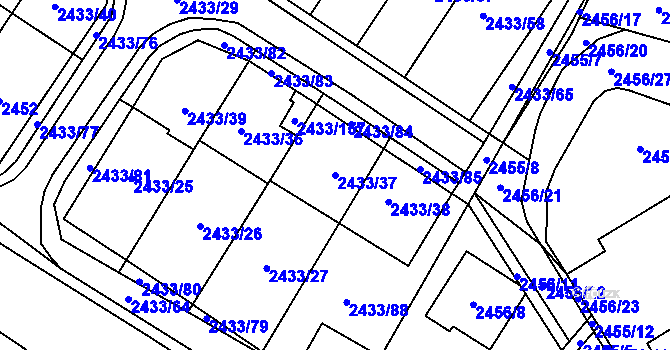 Parcela st. 2433/37 v KÚ Mikulov na Moravě, Katastrální mapa
