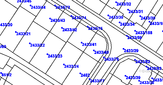 Parcela st. 2433/41 v KÚ Mikulov na Moravě, Katastrální mapa