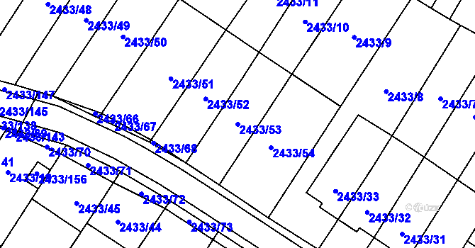 Parcela st. 2433/53 v KÚ Mikulov na Moravě, Katastrální mapa