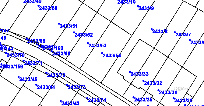 Parcela st. 2433/54 v KÚ Mikulov na Moravě, Katastrální mapa