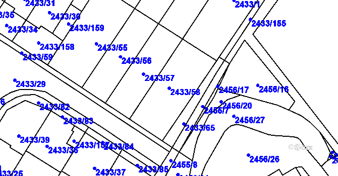 Parcela st. 2433/58 v KÚ Mikulov na Moravě, Katastrální mapa
