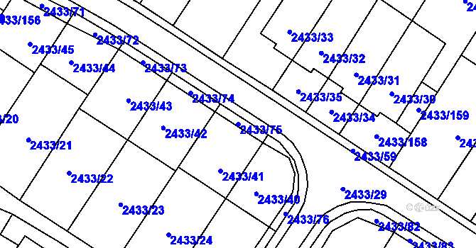 Parcela st. 2433/75 v KÚ Mikulov na Moravě, Katastrální mapa