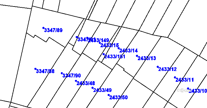 Parcela st. 2433/151 v KÚ Mikulov na Moravě, Katastrální mapa