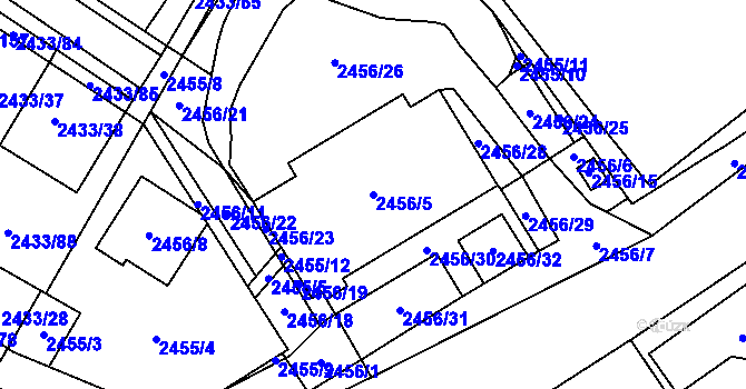 Parcela st. 2456/5 v KÚ Mikulov na Moravě, Katastrální mapa