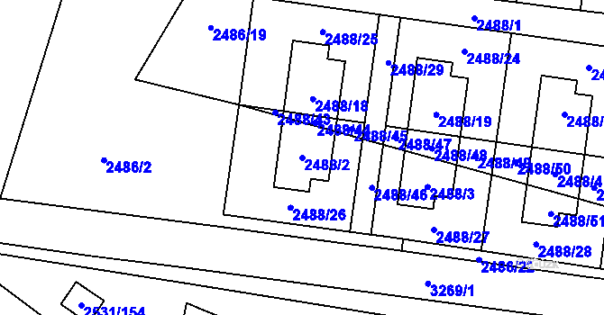 Parcela st. 2488/2 v KÚ Mikulov na Moravě, Katastrální mapa
