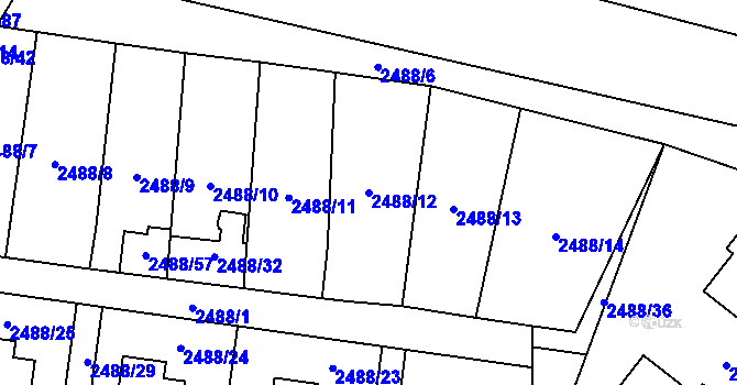 Parcela st. 2488/12 v KÚ Mikulov na Moravě, Katastrální mapa