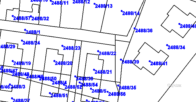 Parcela st. 2488/22 v KÚ Mikulov na Moravě, Katastrální mapa