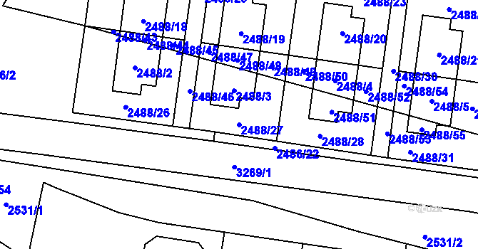 Parcela st. 2488/27 v KÚ Mikulov na Moravě, Katastrální mapa