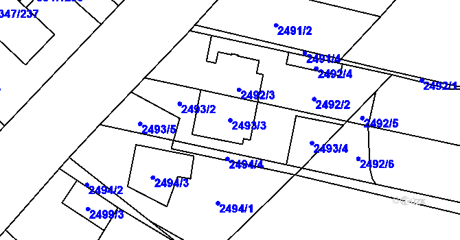 Parcela st. 2493/3 v KÚ Mikulov na Moravě, Katastrální mapa