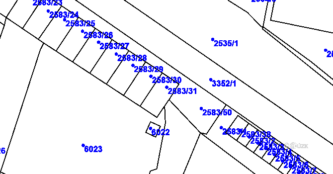 Parcela st. 2583/31 v KÚ Mikulov na Moravě, Katastrální mapa