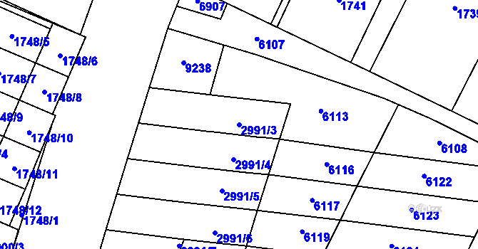 Parcela st. 2991/3 v KÚ Mikulov na Moravě, Katastrální mapa