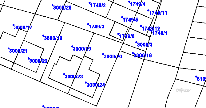 Parcela st. 3000/20 v KÚ Mikulov na Moravě, Katastrální mapa