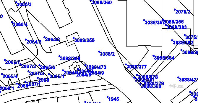 Parcela st. 3088/2 v KÚ Mikulov na Moravě, Katastrální mapa