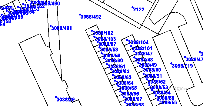 Parcela st. 3088/59 v KÚ Mikulov na Moravě, Katastrální mapa
