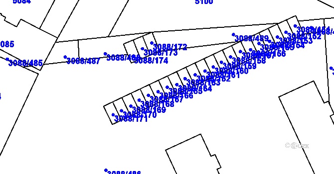 Parcela st. 3088/165 v KÚ Mikulov na Moravě, Katastrální mapa