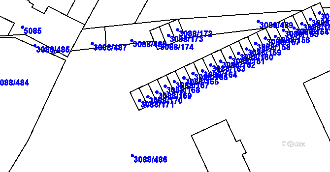 Parcela st. 3088/168 v KÚ Mikulov na Moravě, Katastrální mapa