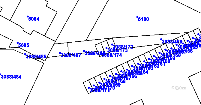 Parcela st. 3088/174 v KÚ Mikulov na Moravě, Katastrální mapa