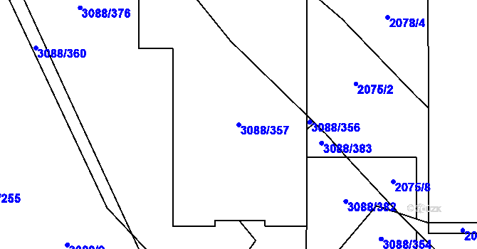 Parcela st. 3088/357 v KÚ Mikulov na Moravě, Katastrální mapa
