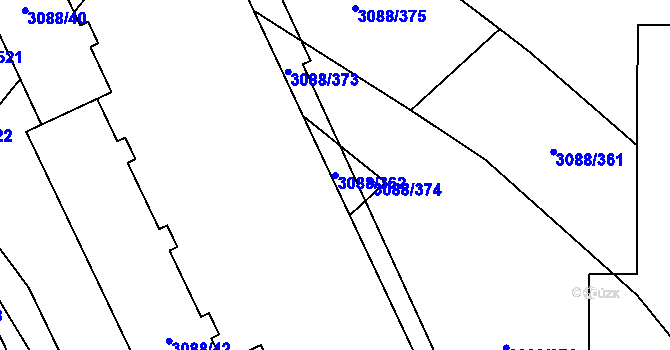 Parcela st. 3088/362 v KÚ Mikulov na Moravě, Katastrální mapa