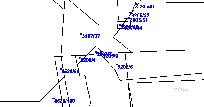 Parcela st. 3205/9 v KÚ Mikulov na Moravě, Katastrální mapa