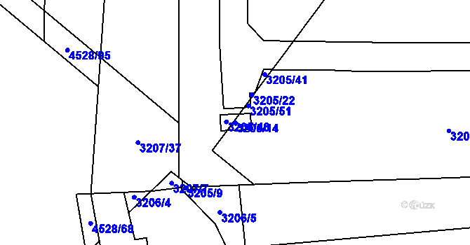 Parcela st. 3205/14 v KÚ Mikulov na Moravě, Katastrální mapa