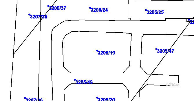 Parcela st. 3205/19 v KÚ Mikulov na Moravě, Katastrální mapa