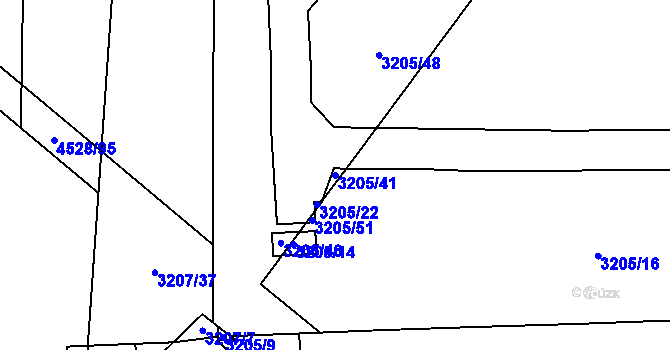 Parcela st. 3205/41 v KÚ Mikulov na Moravě, Katastrální mapa
