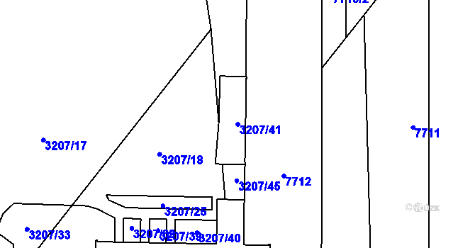 Parcela st. 3207/41 v KÚ Mikulov na Moravě, Katastrální mapa