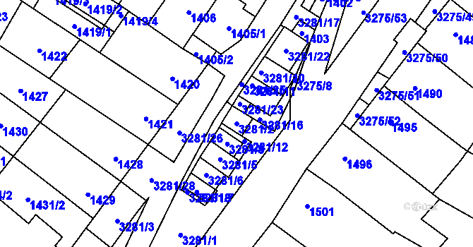 Parcela st. 3281/2 v KÚ Mikulov na Moravě, Katastrální mapa