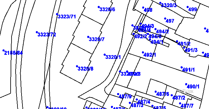 Parcela st. 3320/1 v KÚ Mikulov na Moravě, Katastrální mapa