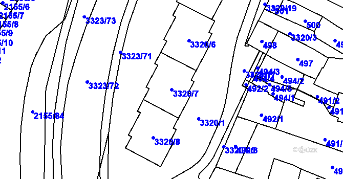 Parcela st. 3320/7 v KÚ Mikulov na Moravě, Katastrální mapa