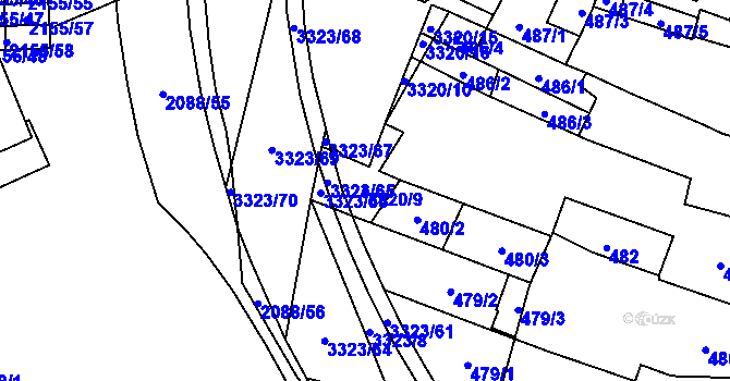 Parcela st. 3320/9 v KÚ Mikulov na Moravě, Katastrální mapa