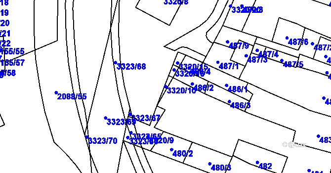 Parcela st. 3320/10 v KÚ Mikulov na Moravě, Katastrální mapa