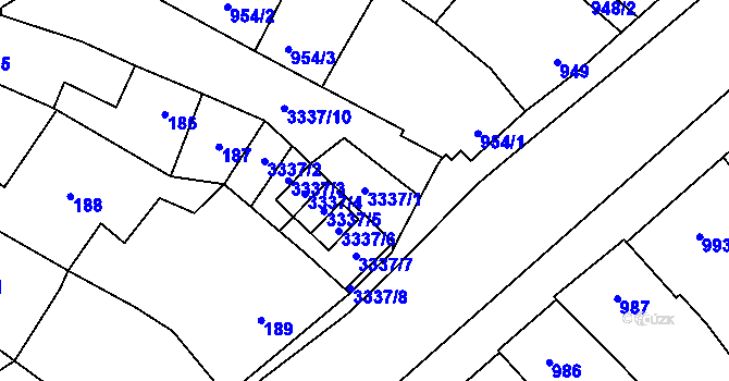 Parcela st. 3337/1 v KÚ Mikulov na Moravě, Katastrální mapa
