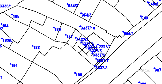 Parcela st. 3337/3 v KÚ Mikulov na Moravě, Katastrální mapa